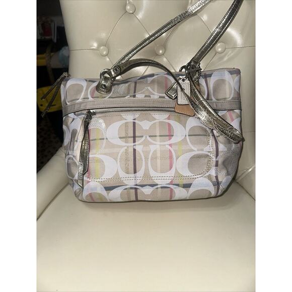 Coach Tattersall Sequin Lurex Metallic Signature Sateen GlamTote - Picture 12 of 13